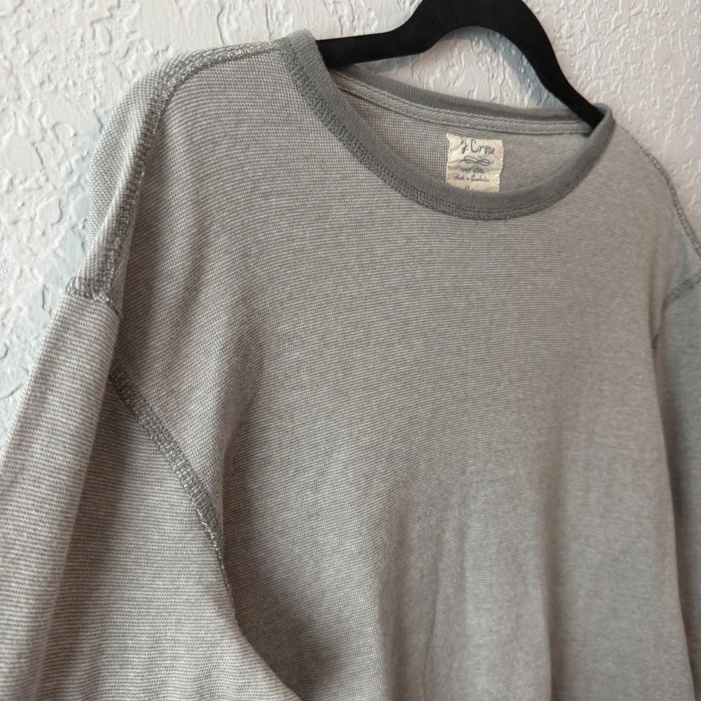 J. Crew Waffle Knit Thermal Long Sleeve Shirt Medium Gray Heritage Workwear